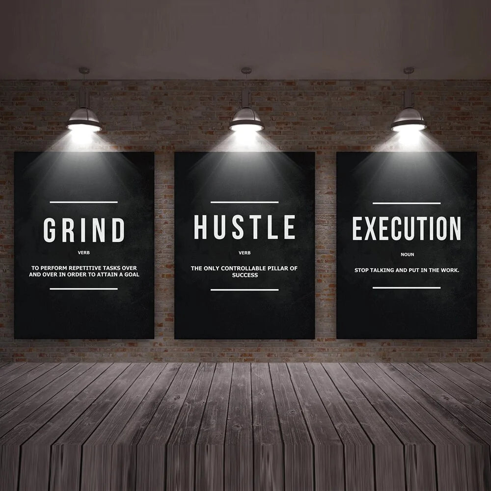 Grind Hustle Execution Wall Art Canvas Prints